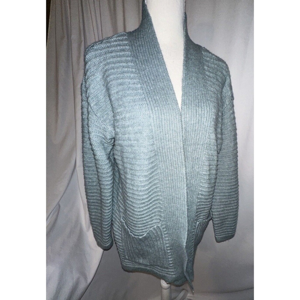 Nine West Cardigan Size L Pockets Soft Long Sleeve Open Front Draped Mid Length